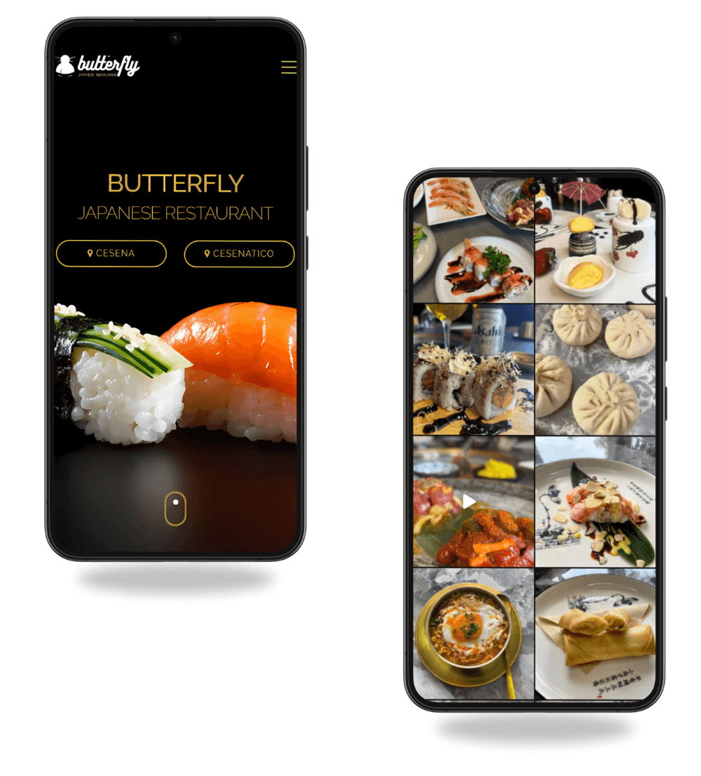 visualizzazione del sito da mobile del ristorante butterfly