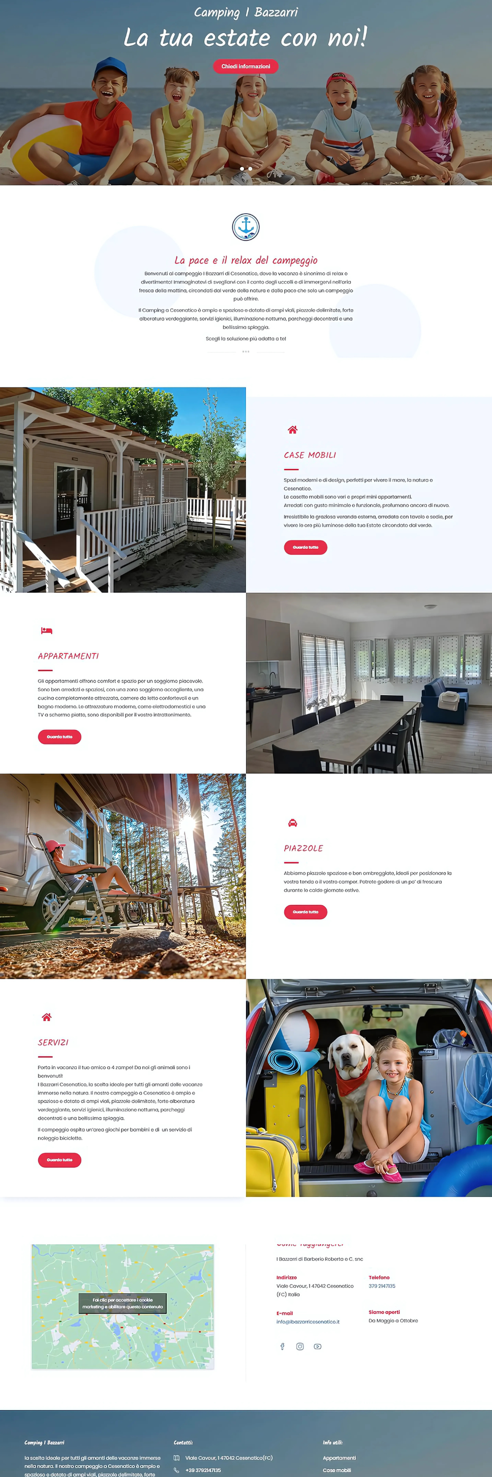 home page del sito del camping i bazzarri a cesenatico