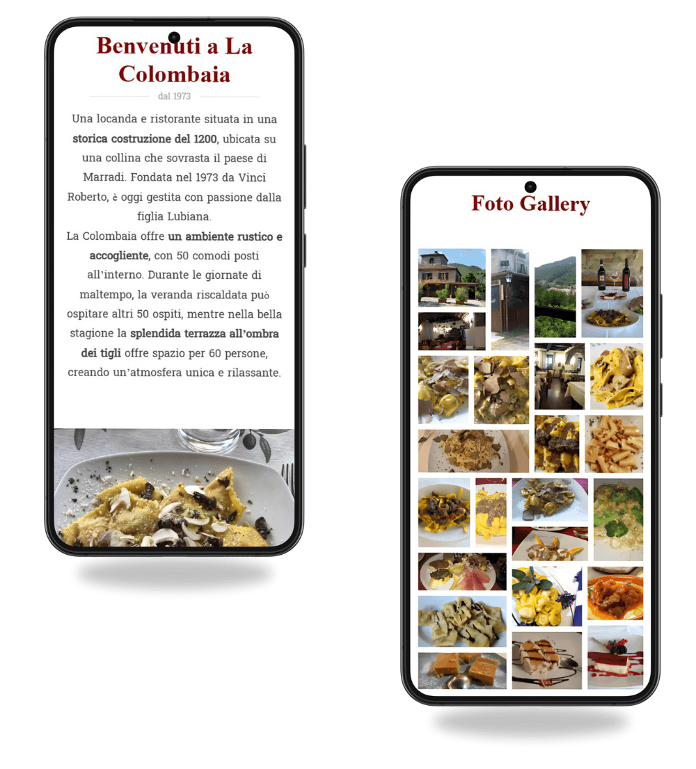 schermate pagine social del ristorante la colombaia
