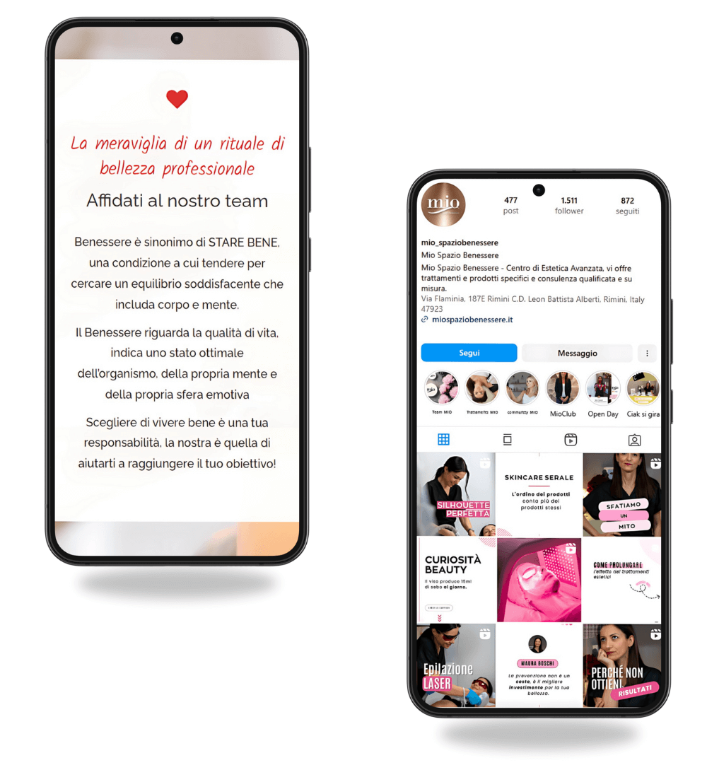 visuale mobile della pagina instagram di mio spazio benessere