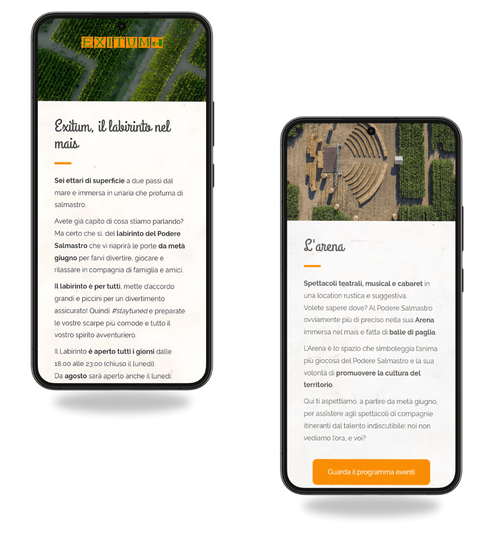 versione mobile della home page dell'agriturismo podere salmastro