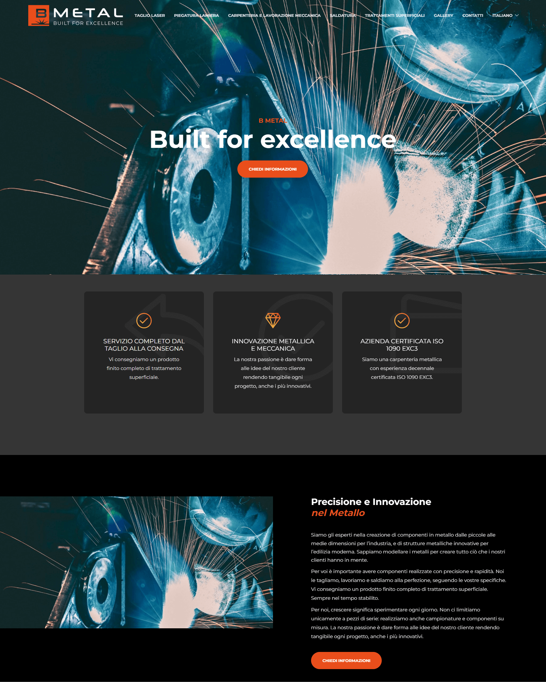 home page del sito di bmetal