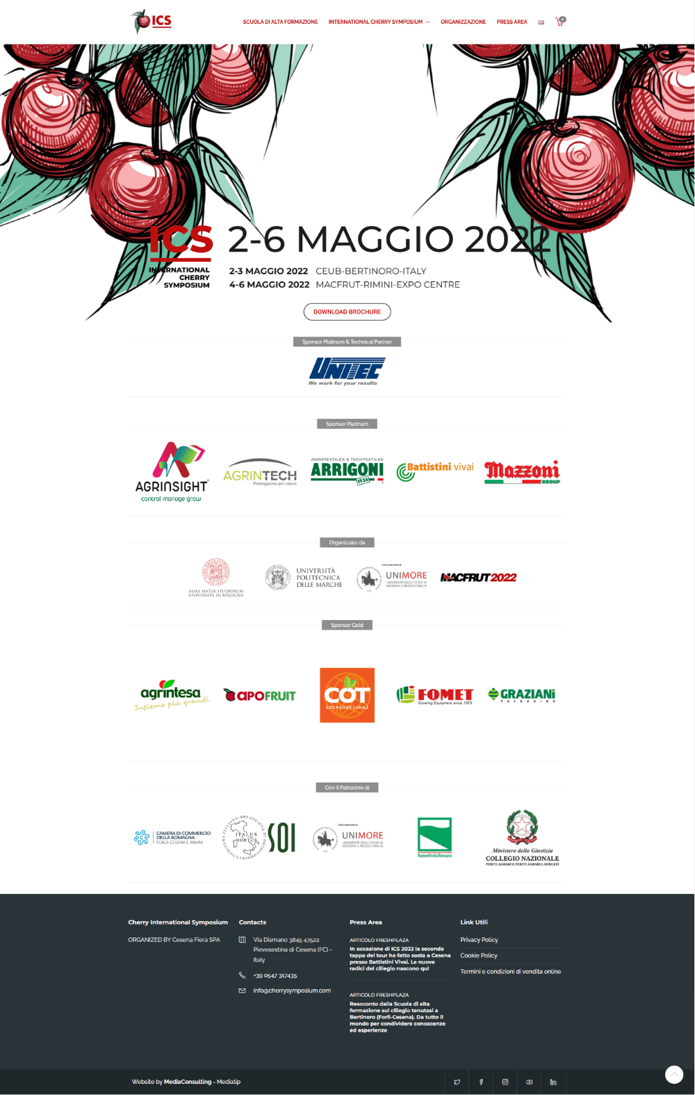 home page del sito dell'international cherry symposium