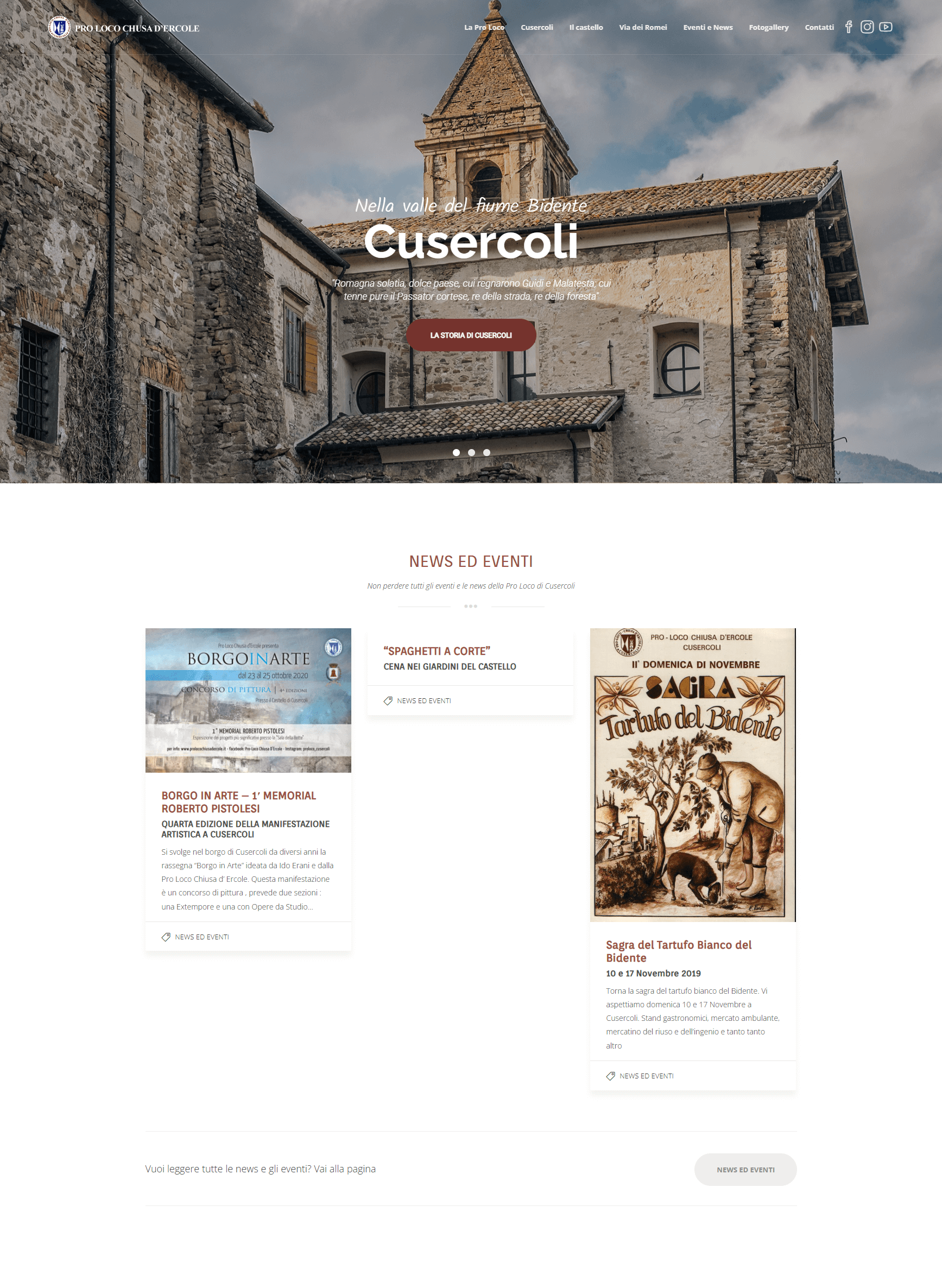 home page del sito della pro loco della chiusa d'ercole