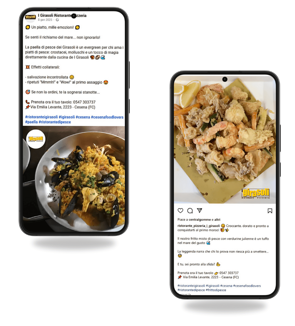 schermata post dei profili social del ristorante i girasoli