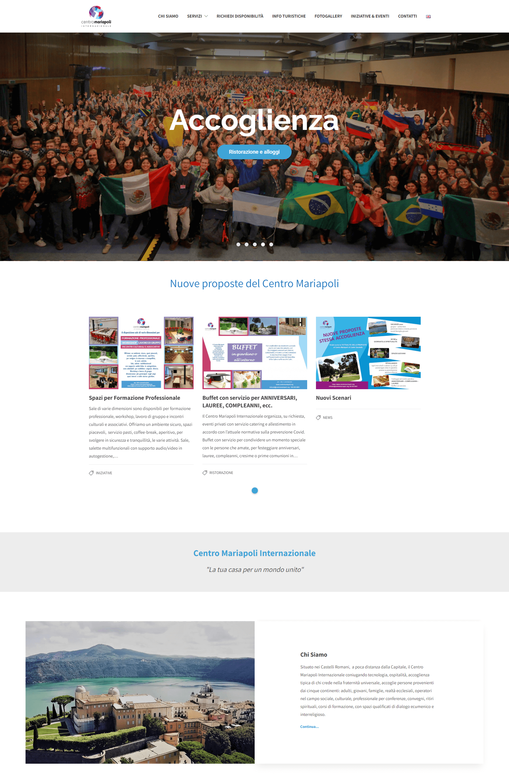 home page del sito del centro mariapoli