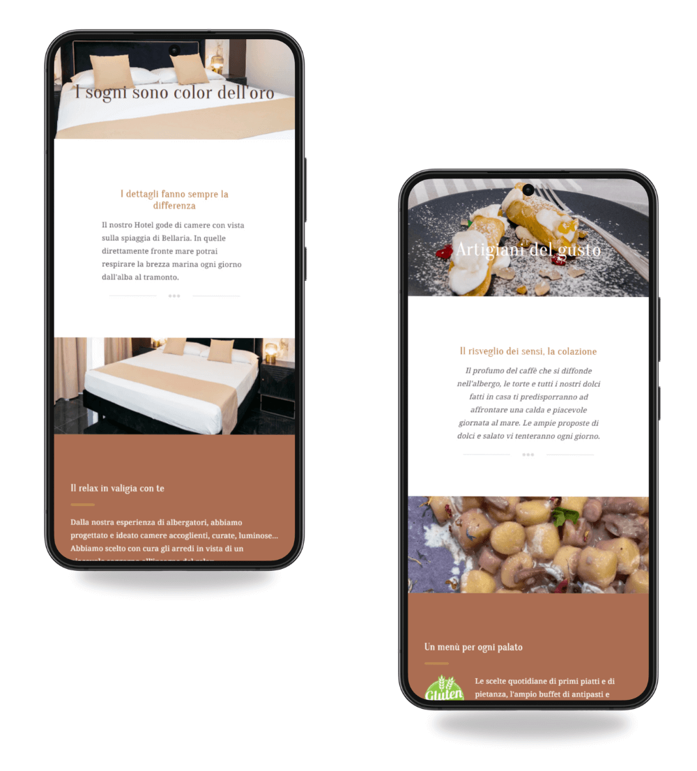 Schermate mobile del sito hotel brienz