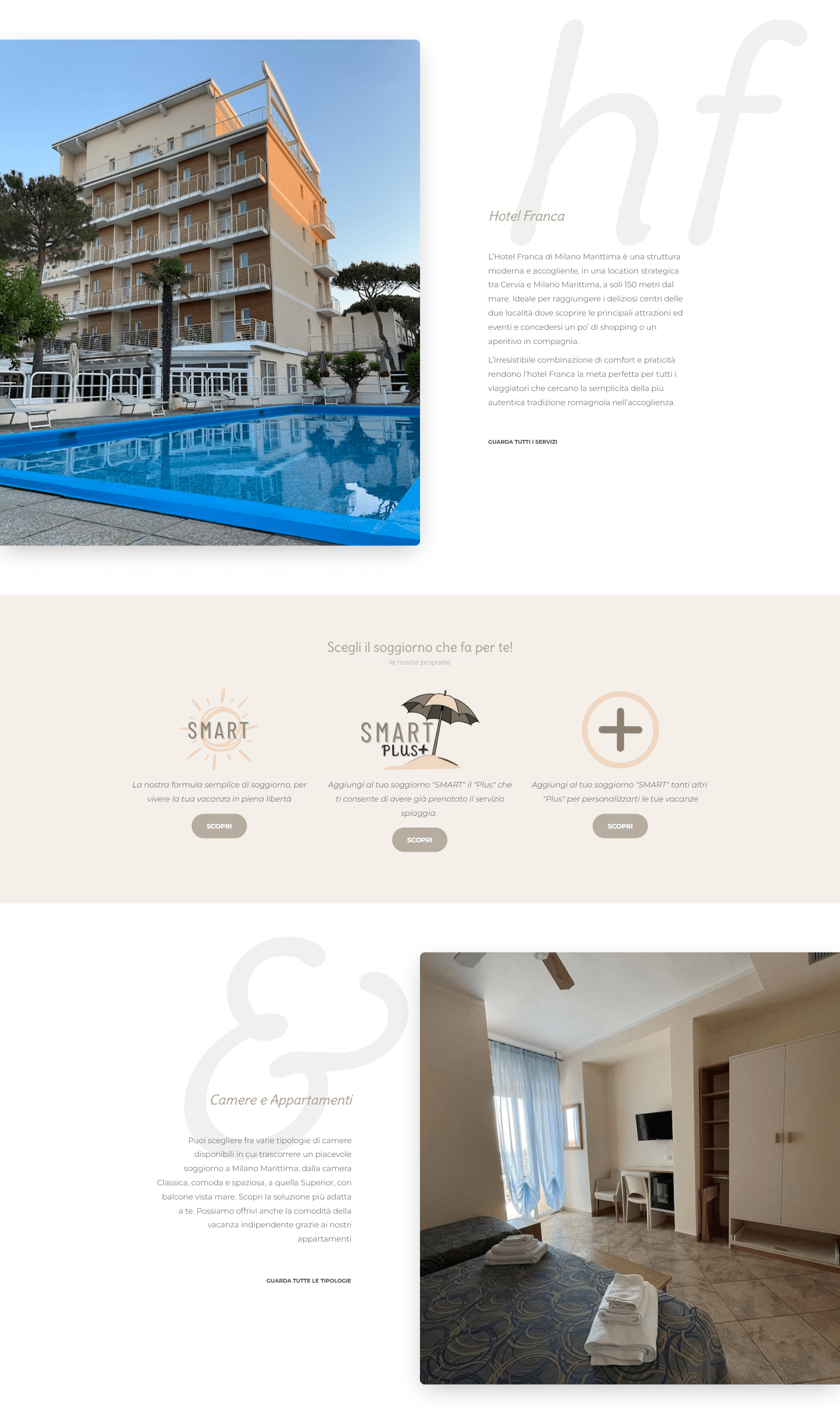 home page del sito dell'hotel franca