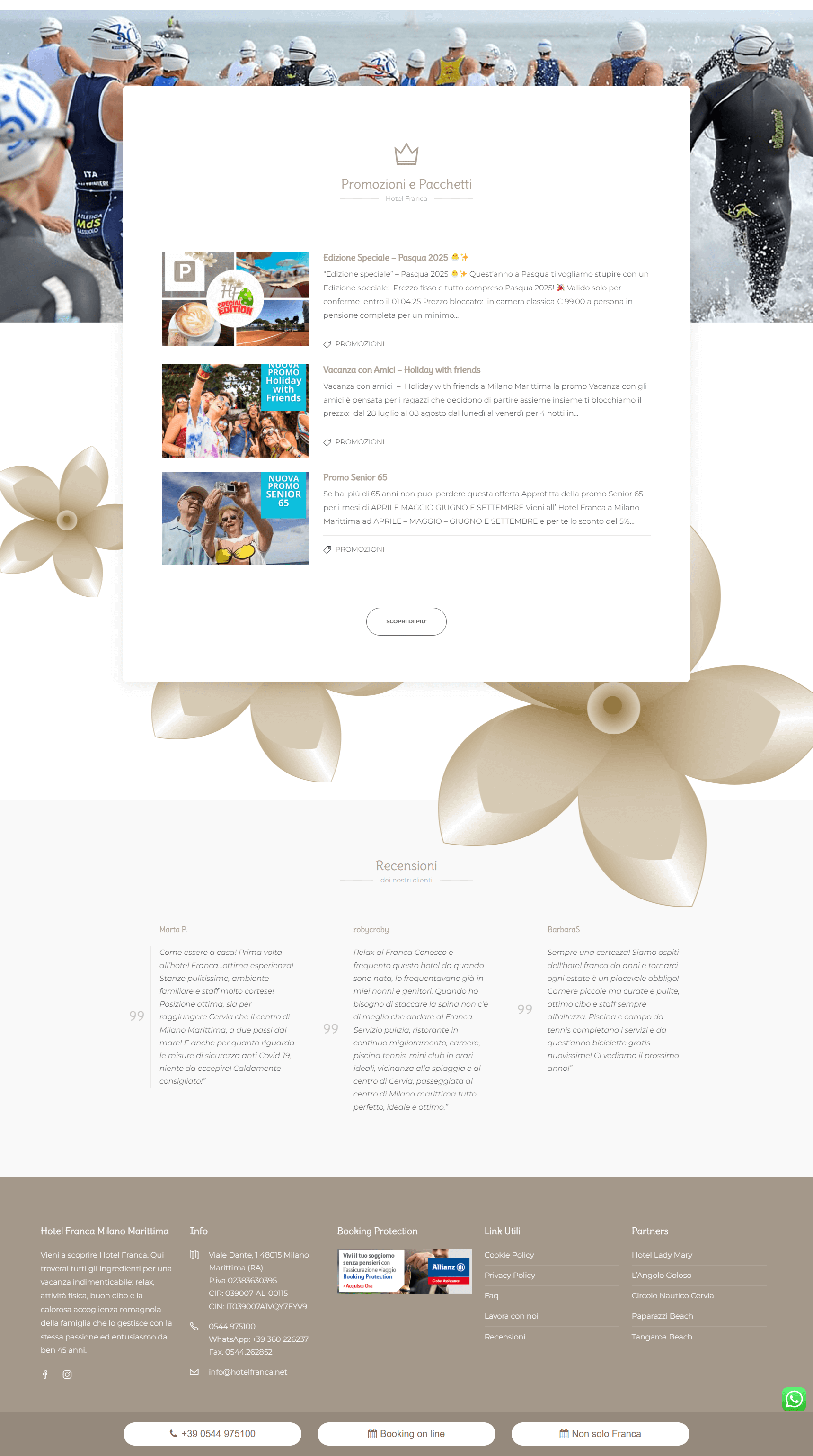 home page del sito dell'hotel franca