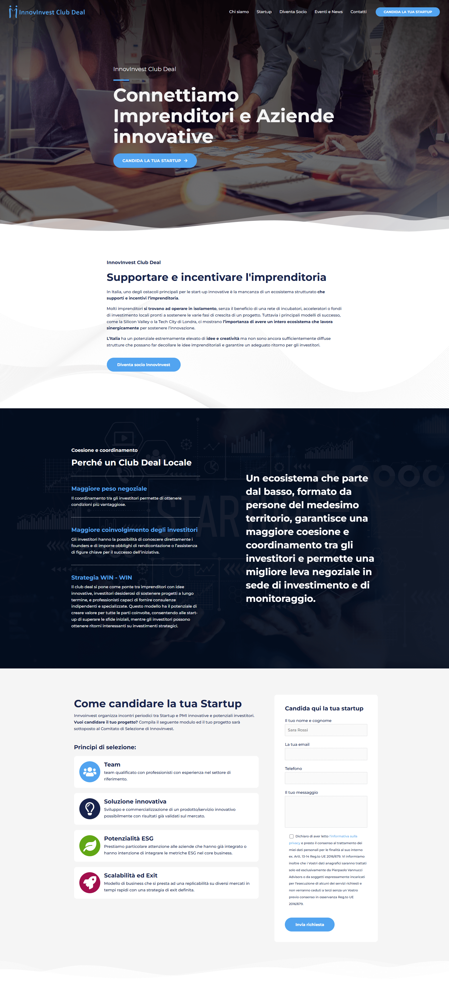 Versione desktop del sito Innovinvest