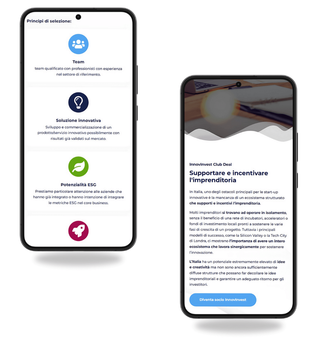 Versione mobile del sito Innovinvest