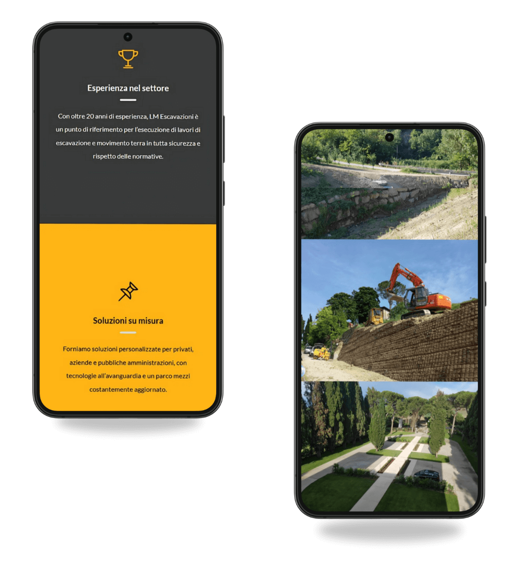Versione mobile del sito LM Escavazioni