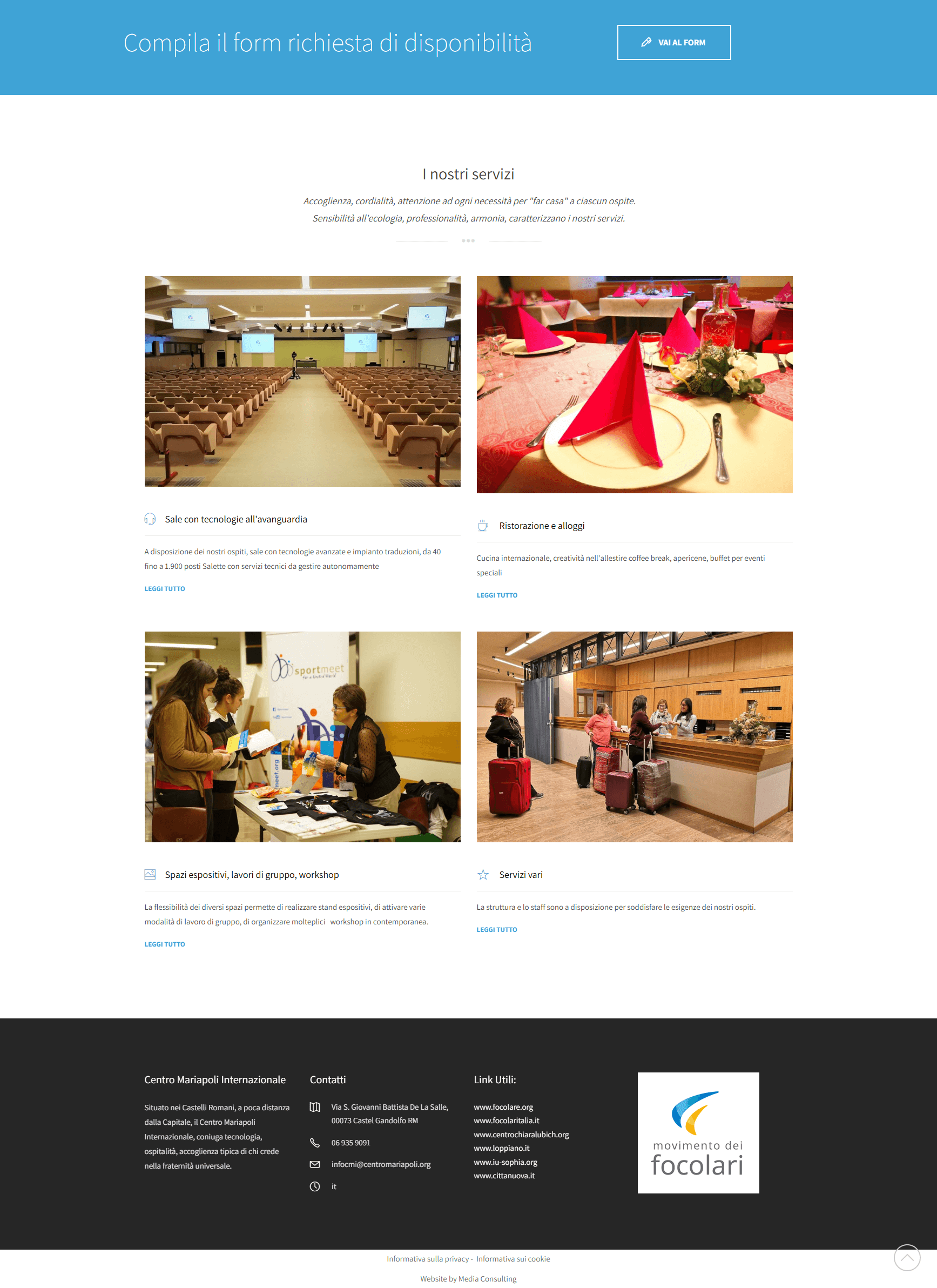 home page del sito del centro mariapoli