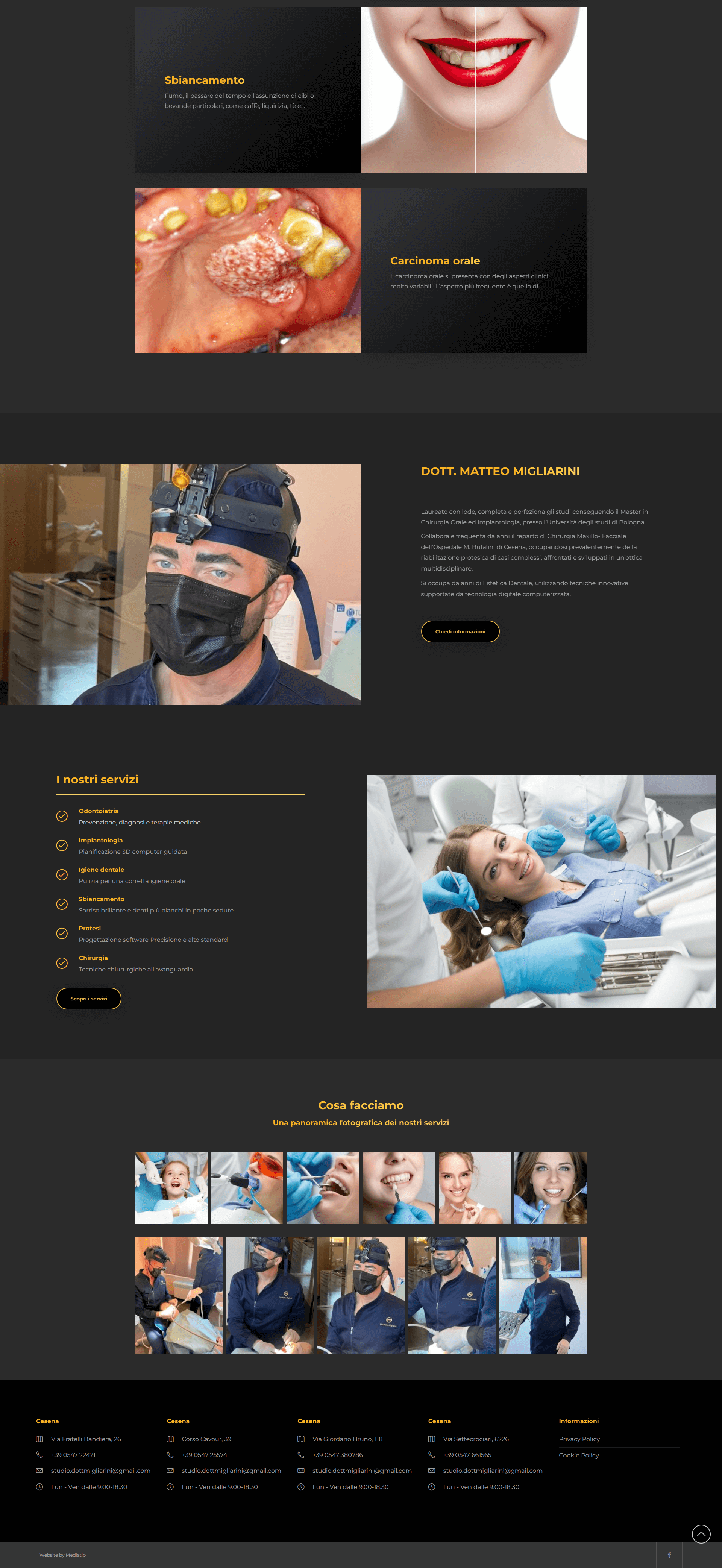 home page del sito dello studio dentistico migliarini