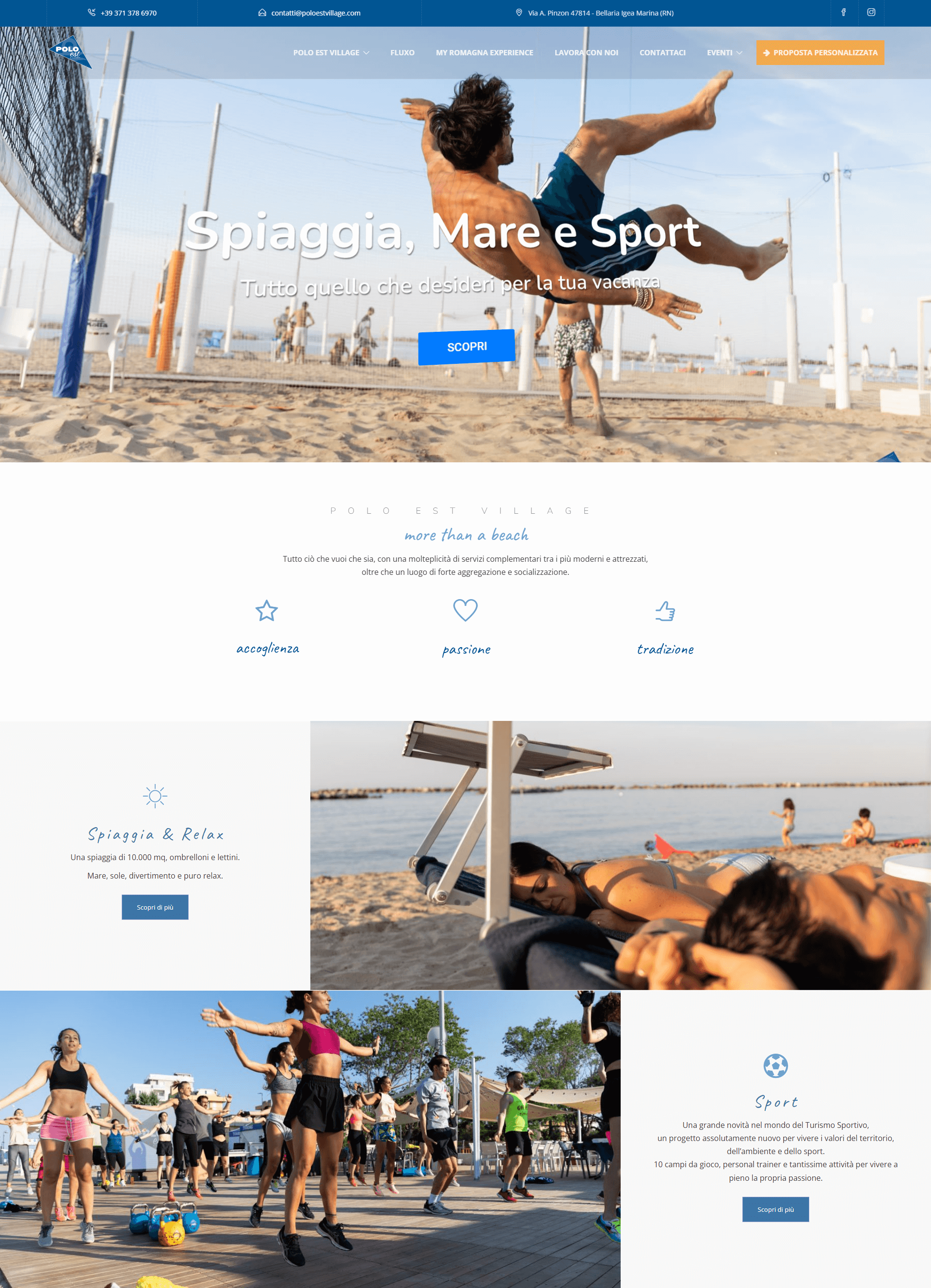 home page del sito di poloest village