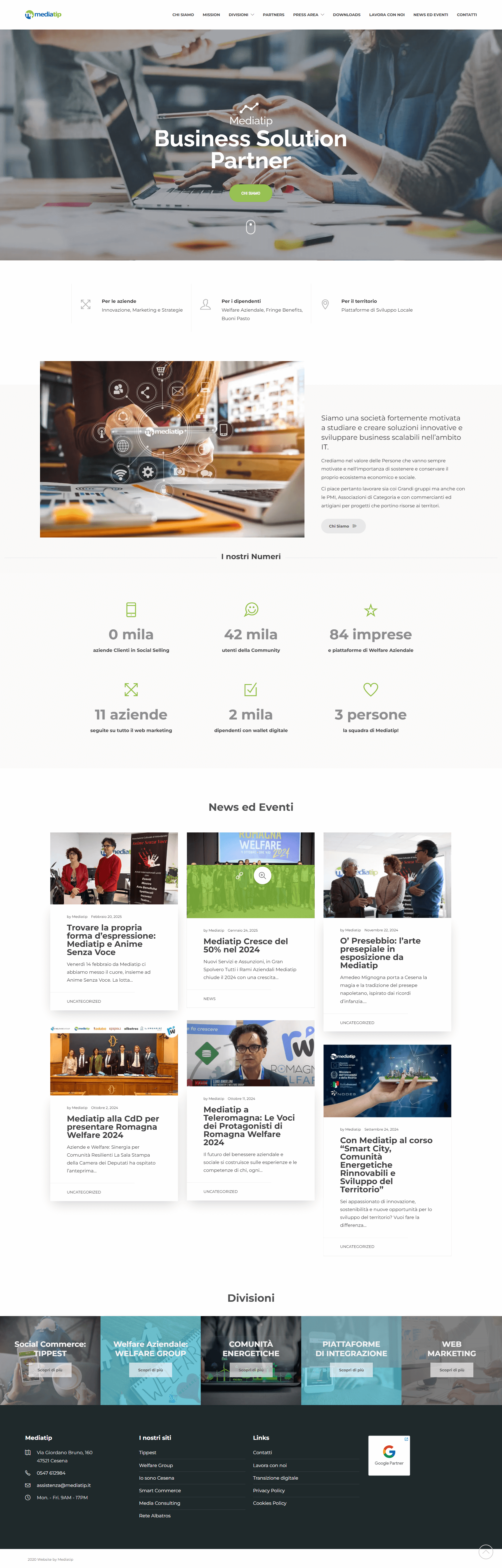 home page del sito di mediatip