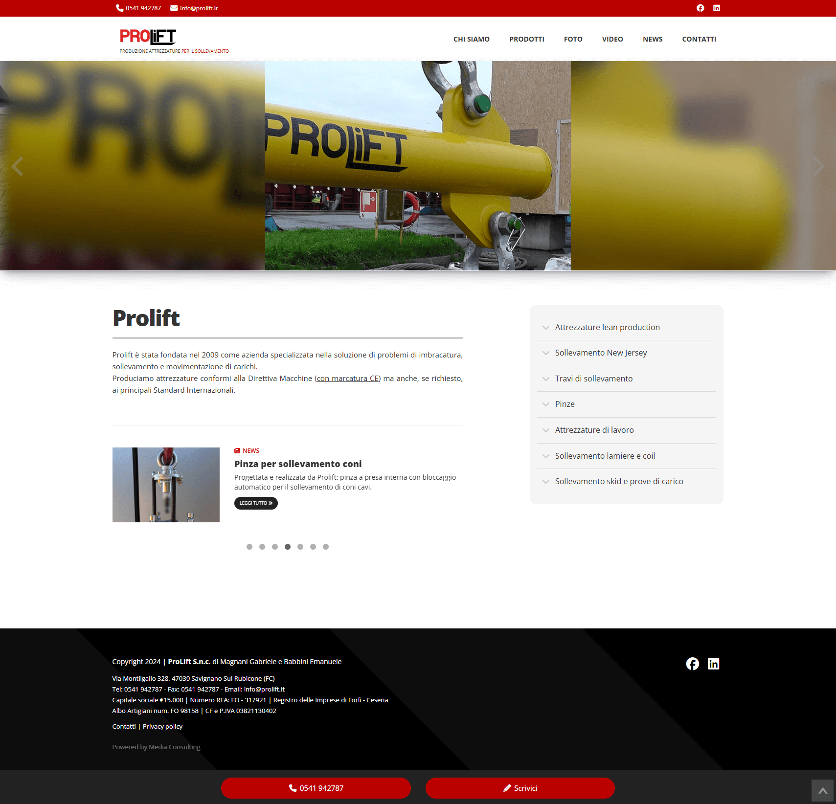 Schermata desktop del sito Prolift