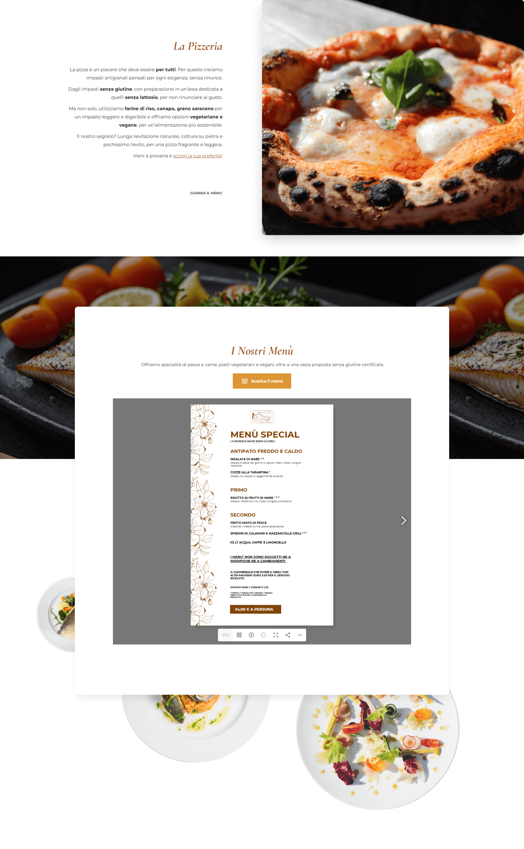 Schermata desktop del sito Ristorante Ca' Nostra