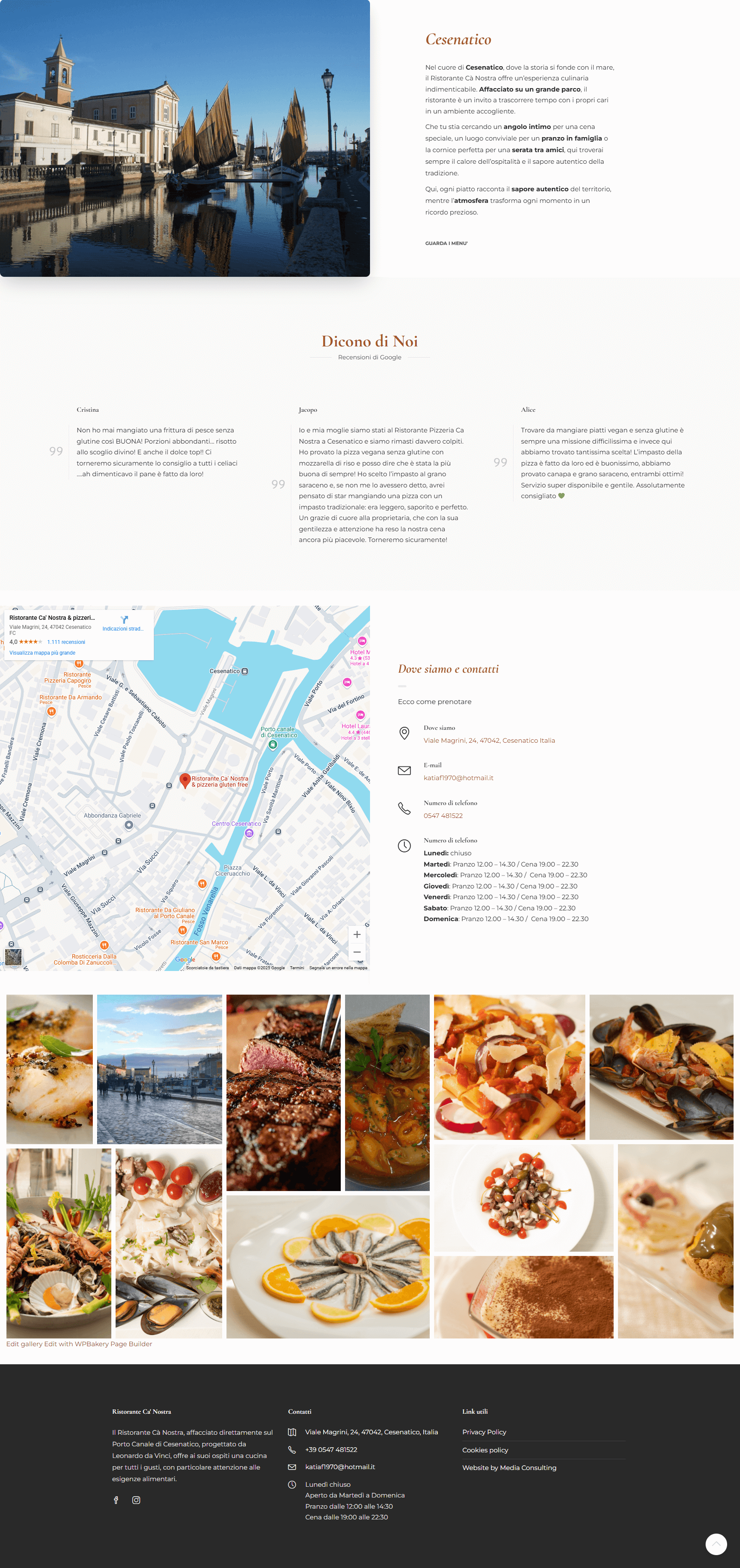 Schermata desktop del sito Ristorante Ca' Nostra