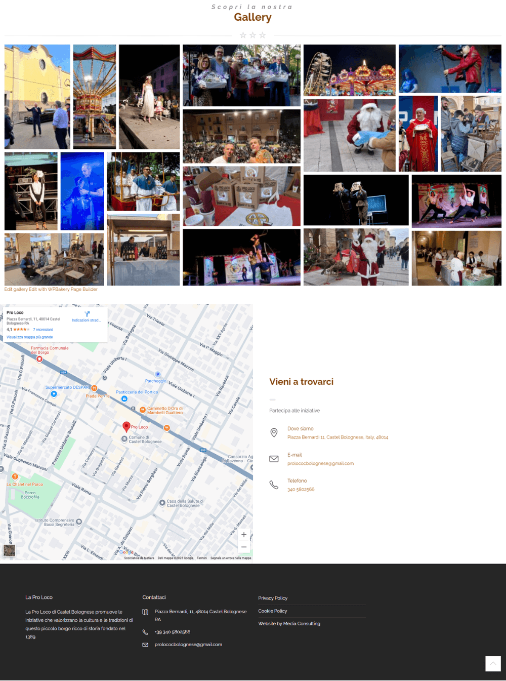 Schermata desktop del sito Pro Loco Castelbolognese