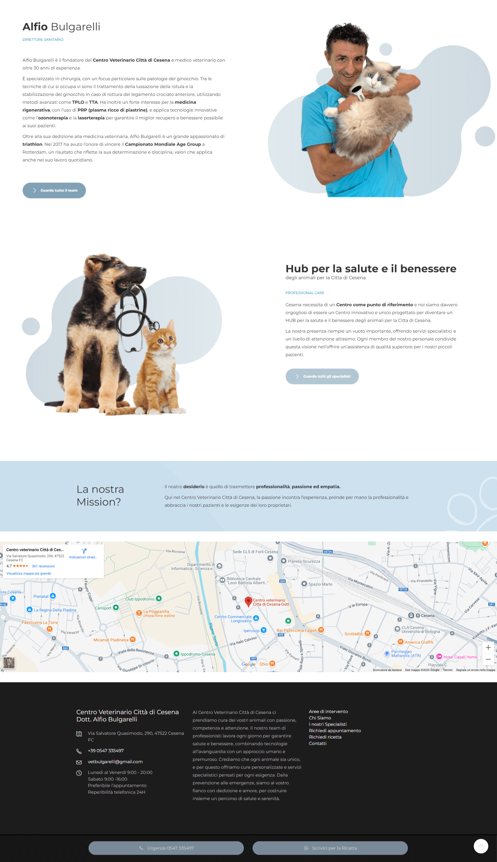 Schermata desktop del sito Centro Veterinario Città di Cesena